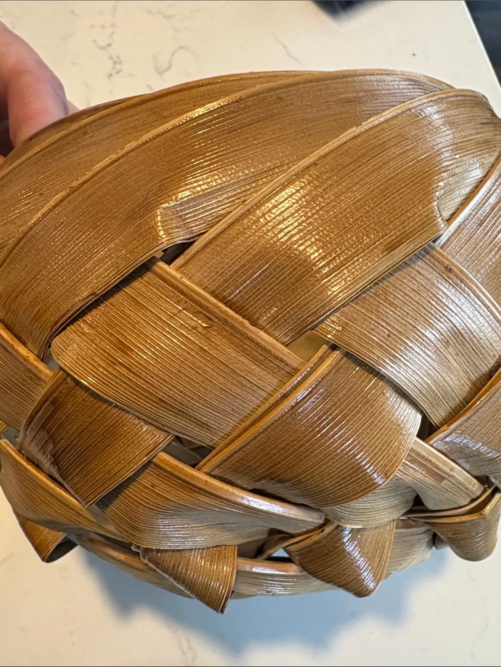 Vintage Handmade Palm Leaf Woven Basket